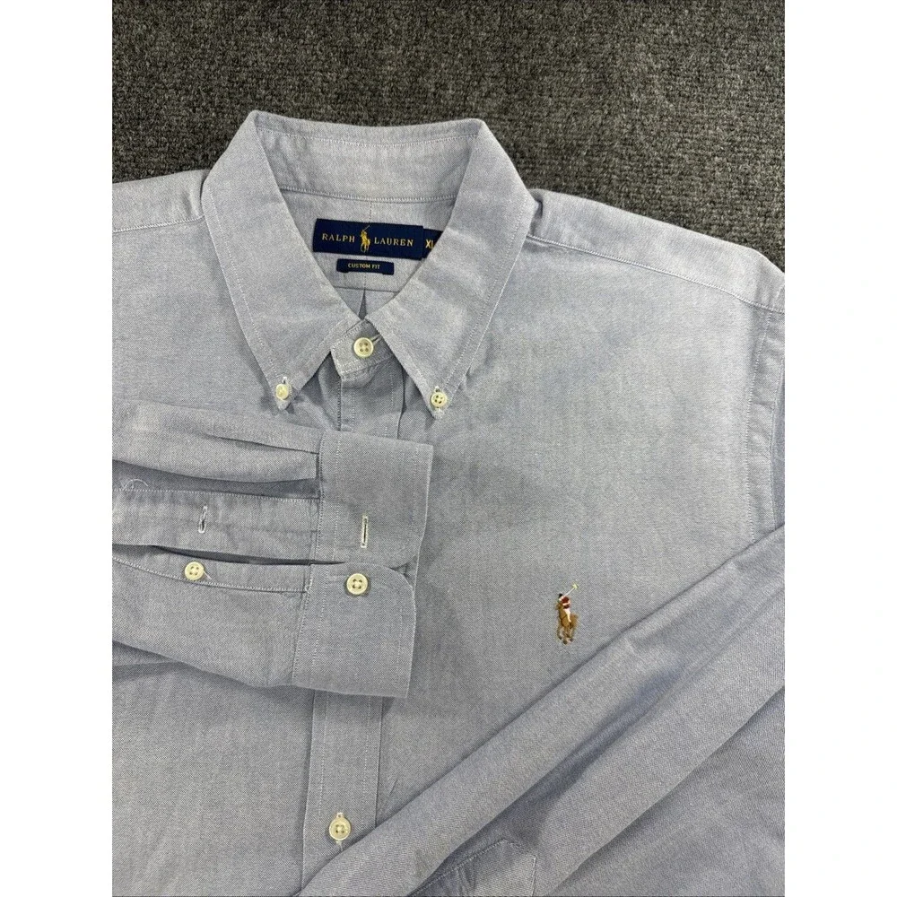 Ralph Lauren Custom Fit Shirt Men’s XL Light Blue Button Down Pony Logo